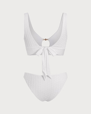Conjunto de Tankini Blanco con Corte en U