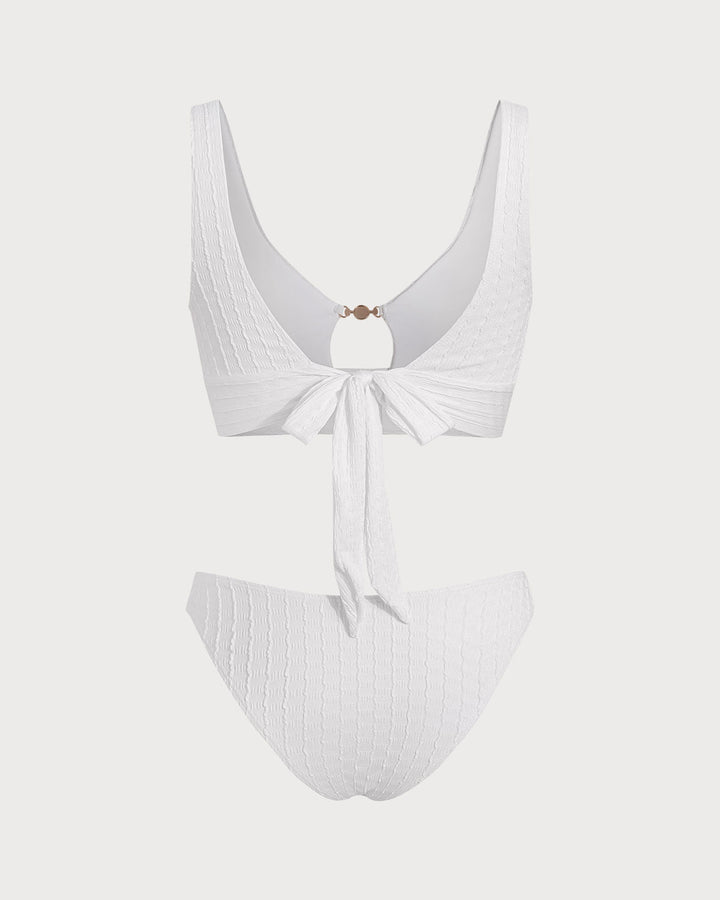 Conjunto de Tankini Blanco con Corte en U