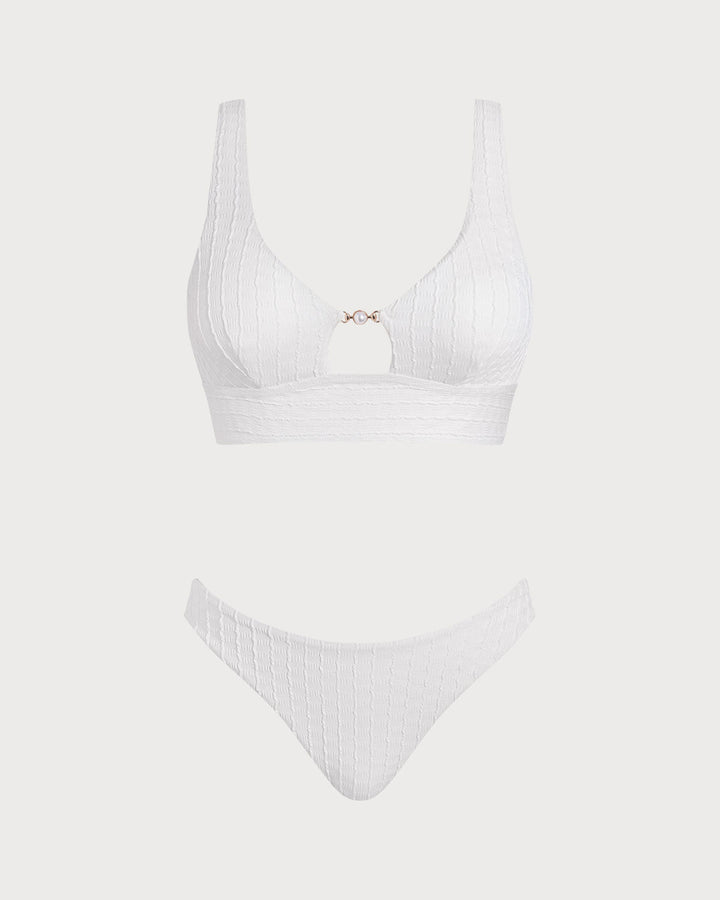 Conjunto de Tankini Blanco con Corte en U