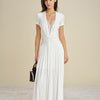Vestido Maxi Blanco con Encaje y Corte en V