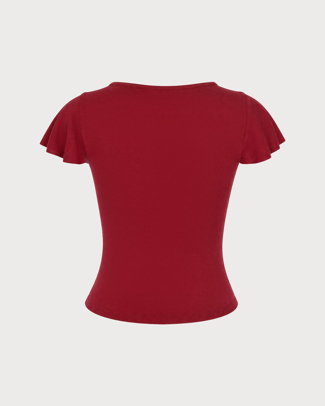 Camiseta de Punto de Cuello Barco Sólido Roja