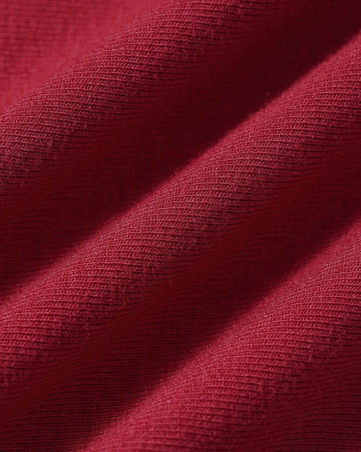 Camiseta de Punto de Cuello Barco Sólido Roja