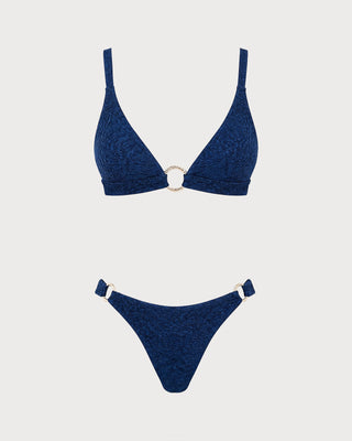 Conjunto de Bikini Triángulo Azul con O-Ring