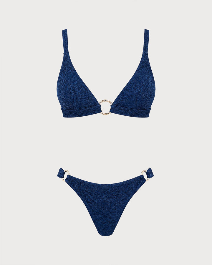 Conjunto de Bikini Triángulo Azul con O-Ring