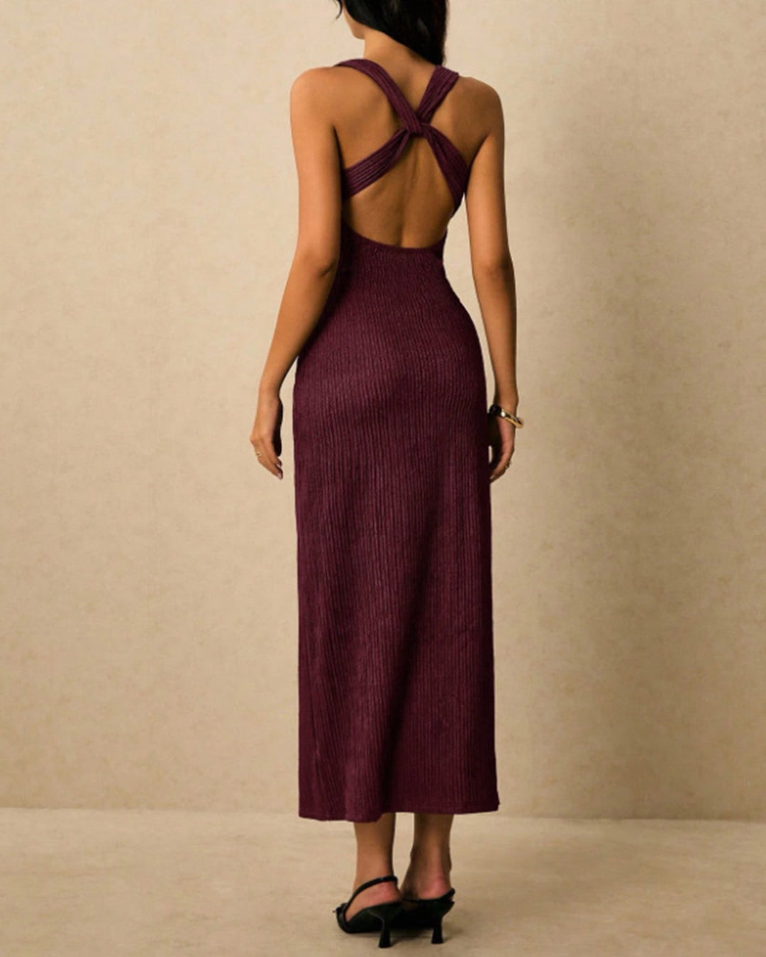 Vestido Maxi Rojo V con Cruce