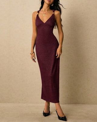 Vestido Maxi Rojo V con Cruce