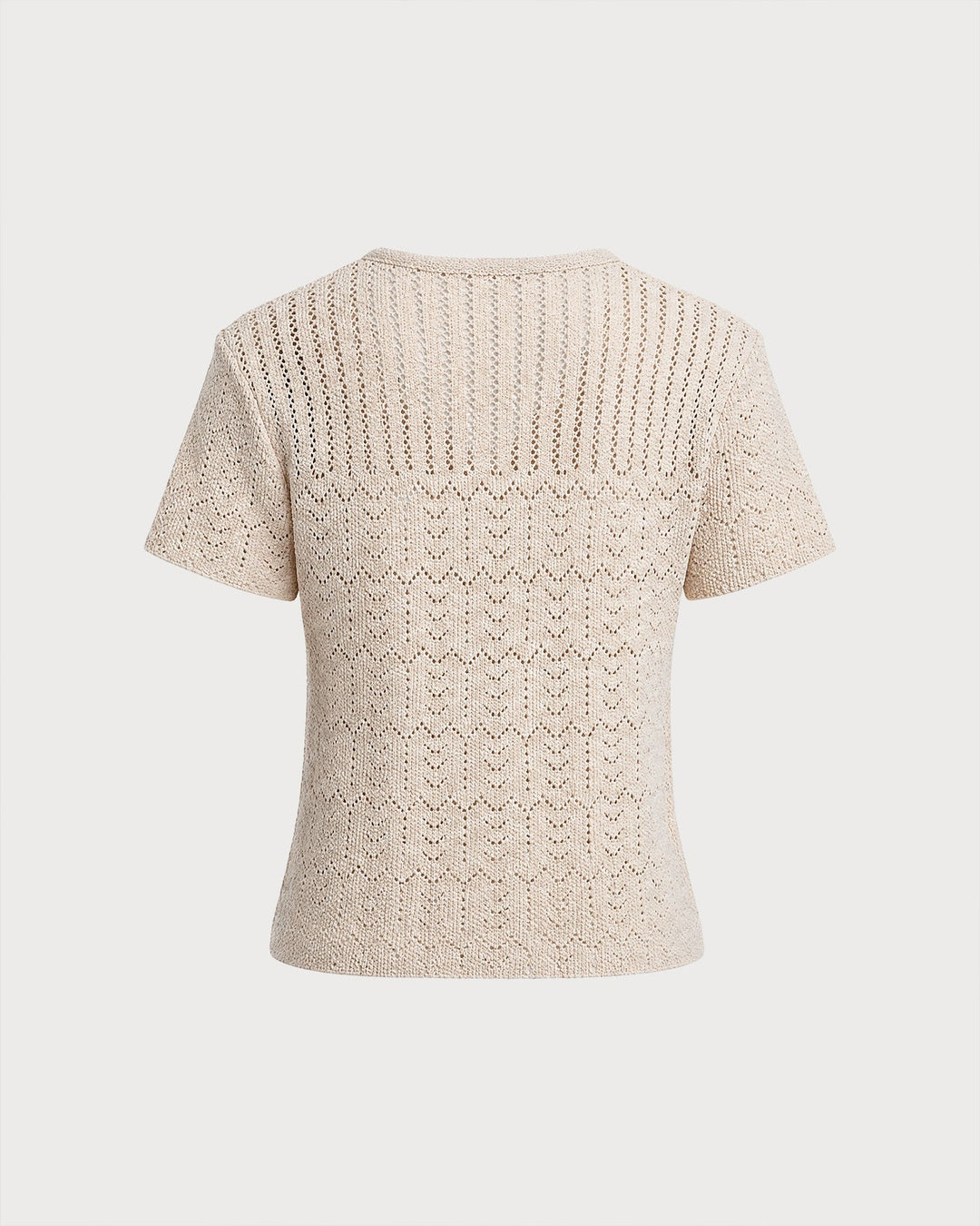 Cárdigan de Punto Texturizado Beige con Cuello en V y Botones
