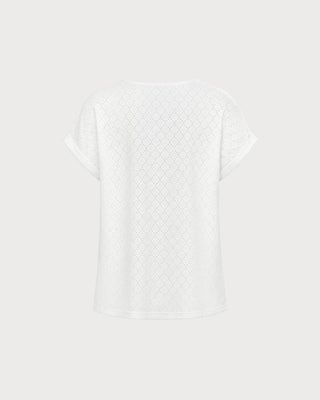 Camiseta Texturizada de Corte en V Blanca
