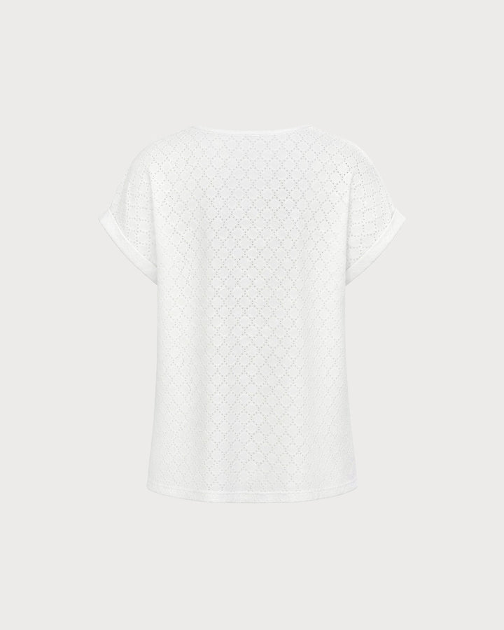 Camiseta Texturizada de Corte en V Blanca