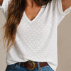 Camiseta Texturizada de Corte en V Blanca