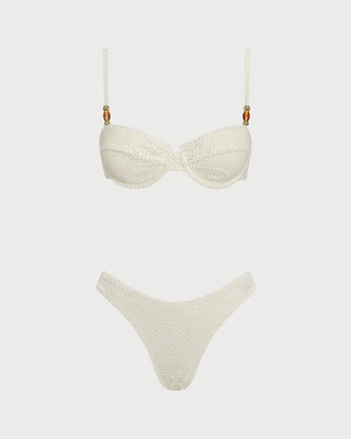 Conjunto de Tres Piezas con Aros Texturizados en Blanco