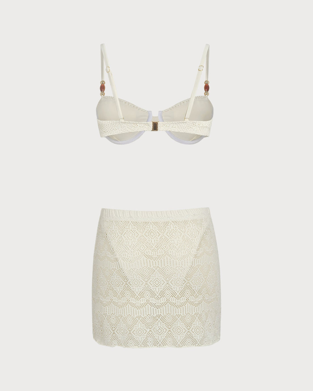 Conjunto de Tres Piezas con Aros Texturizados en Blanco