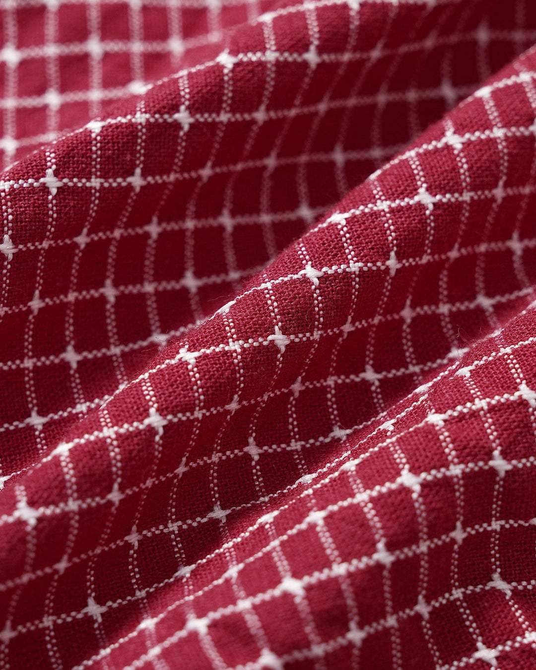 Blusa de Cuello Barco a Cuadros Roja