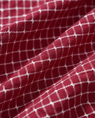 Blusa de Cuello Barco a Cuadros Roja