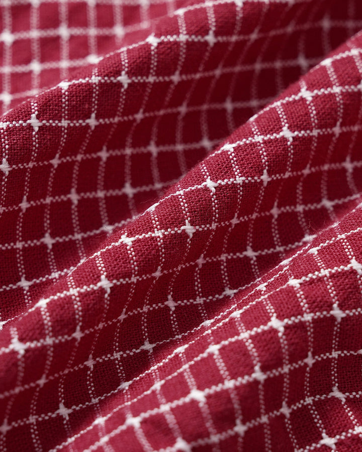 Blusa de Cuello Barco a Cuadros Roja