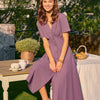 Vestido Midi Botón Violeta