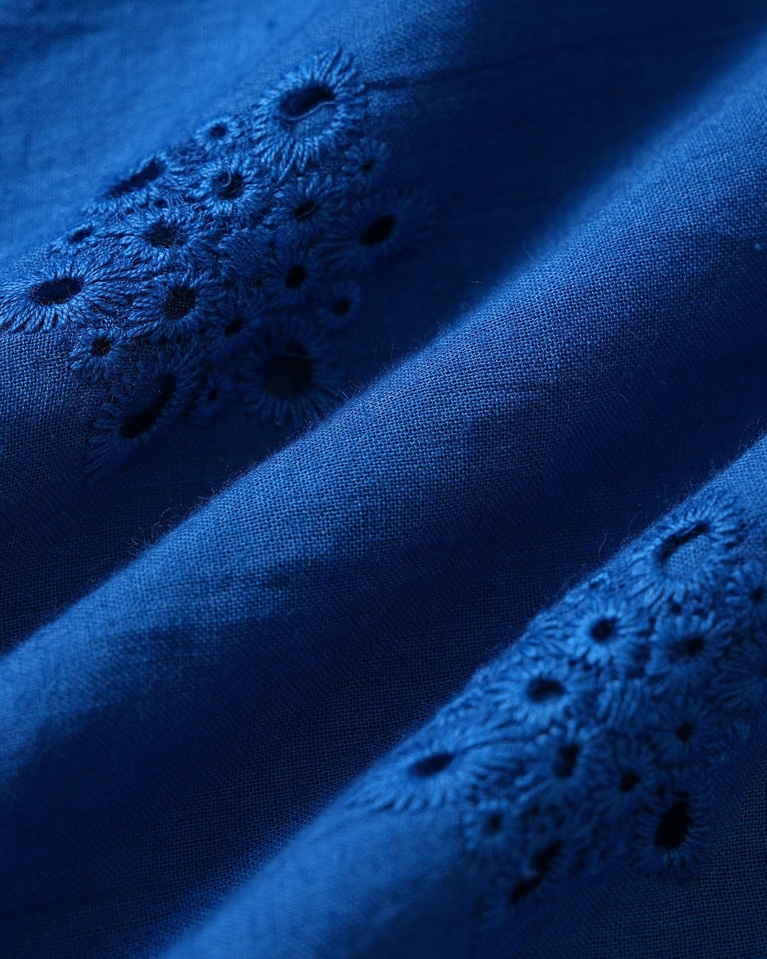 Vestido Midi de Manga Abullonada con Escote en V y Abertura Azul