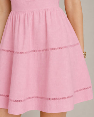 Vestido Mini de Cuello Cuadrado Rosa