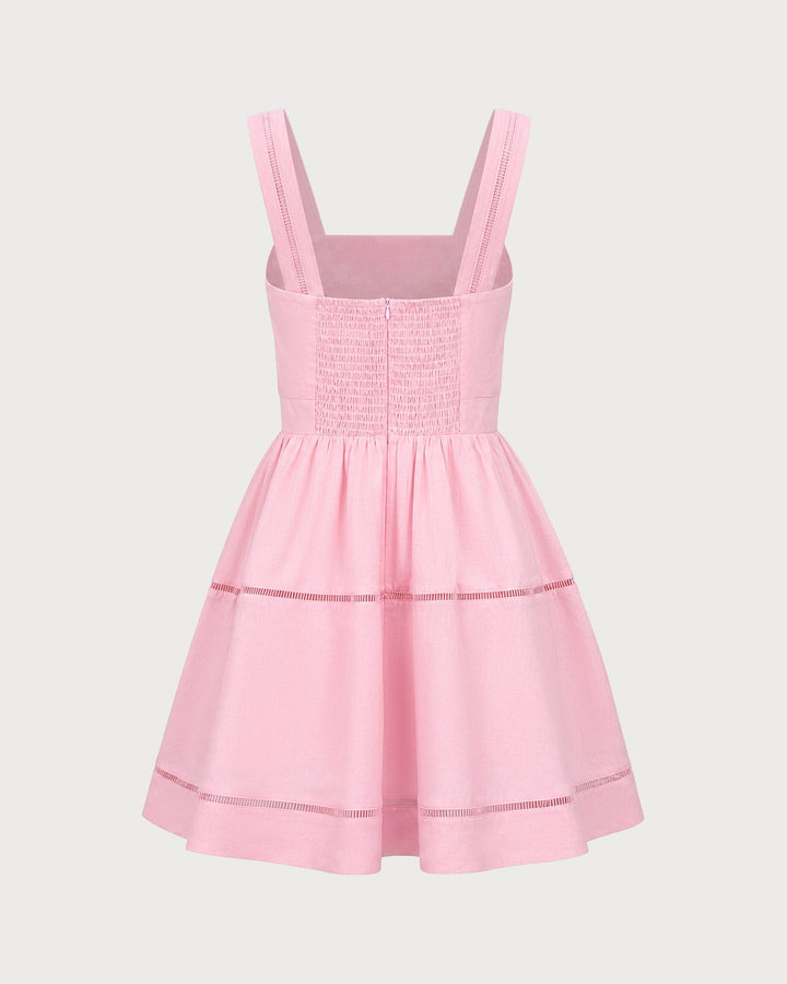Vestido Mini de Cuello Cuadrado Rosa