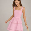 Vestido Mini de Cuello Cuadrado Rosa