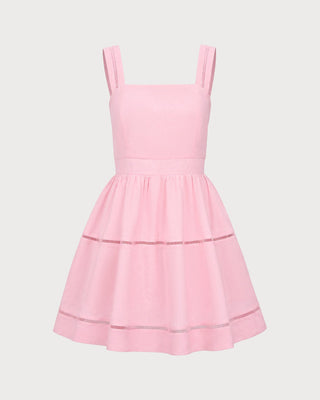 Vestido Mini de Cuello Cuadrado Rosa