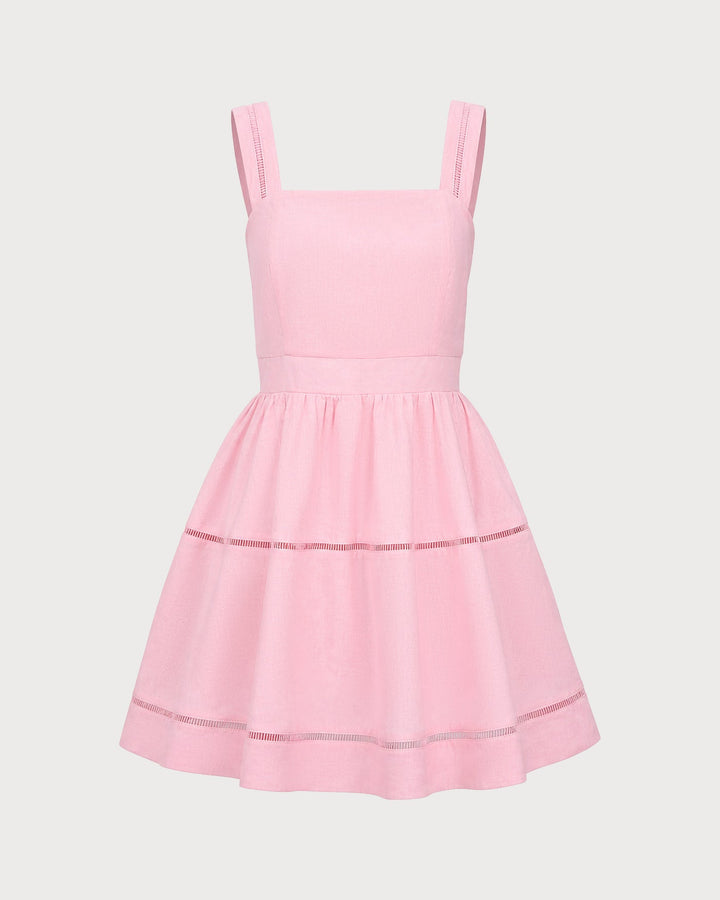 Vestido Mini de Cuello Cuadrado Rosa
