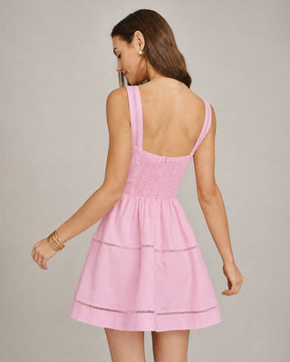 Vestido Mini de Cuello Cuadrado Rosa