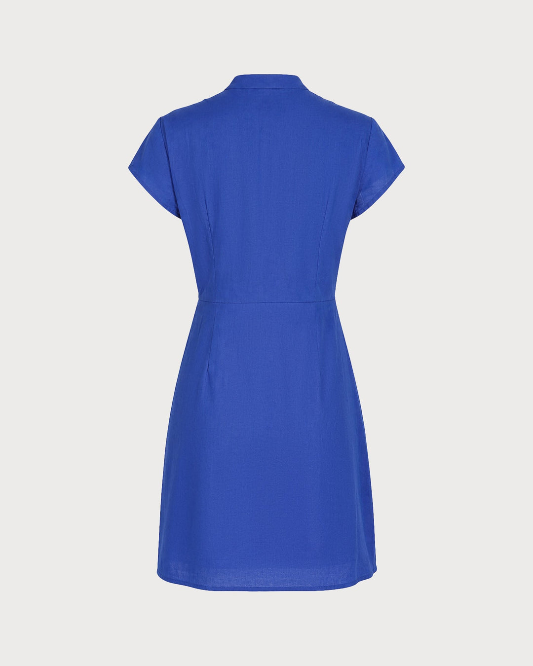 Vestido Mini con Cuello Mandarin y Abertura Azul