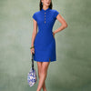 Vestido Mini con Cuello Mandarin y Abertura Azul