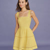 Vestido Mini con Cuello Cuadrado Amarillo