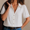 Camisa de Botón con Detalles en Blanco