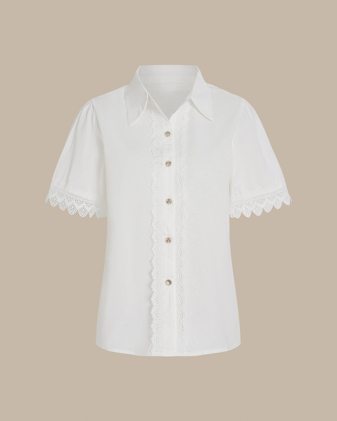 Camisa de Botón con Detalles en Blanco