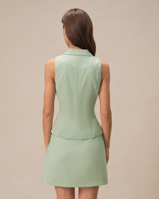 Falda Mini A-Line Sólida Verde