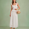 Falda Midi A-Line Sólida Blanca