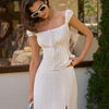 Top de tirantes con bordado y escote cuadrado blanco