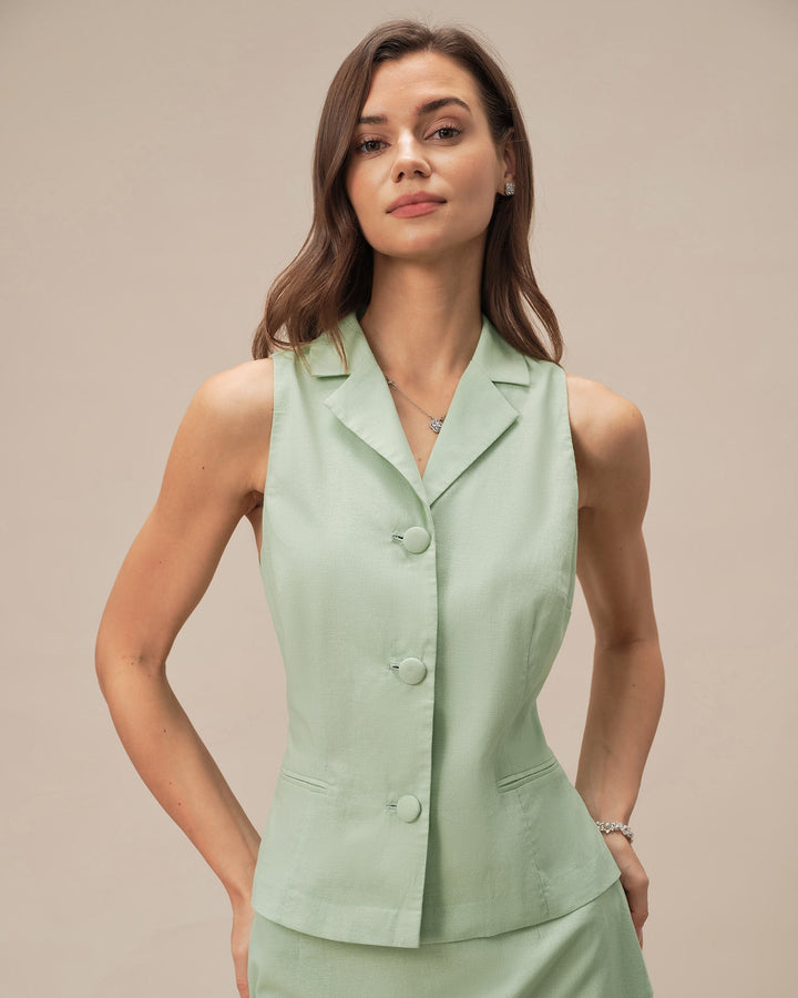 Chaleco de Una Sola Fila Verde