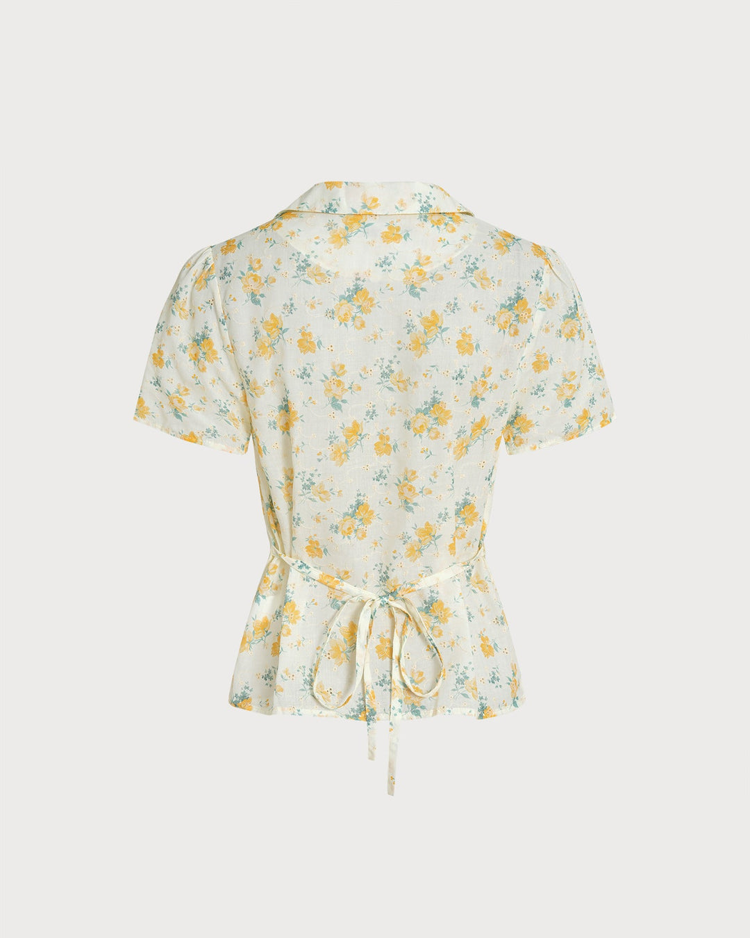 Blusa Floral de Manga Abullonada Color Amarillo