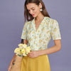 Blusa Floral de Manga Abullonada Color Amarillo