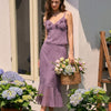 Camiseta de Tirantes con Volantes Florales en Violeta