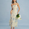 Vestido Maxi de Chifón Floral Beige
