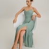 Vestido Maxi Sin Espalda Verde en Corte A