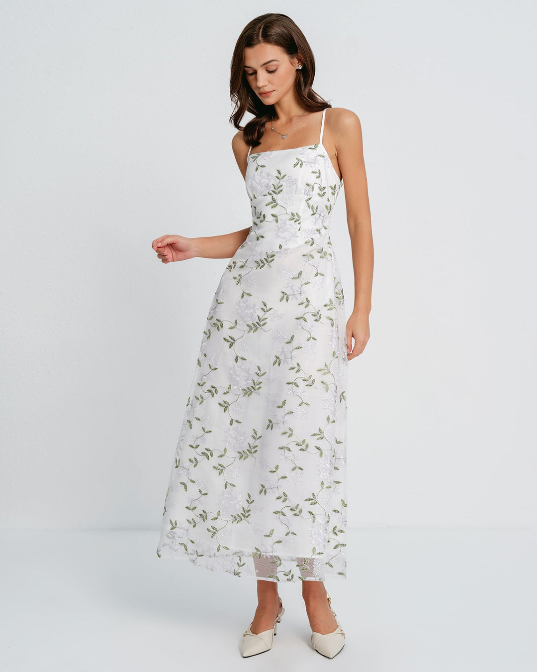 Vestido Maxi Slip Floral Blanco