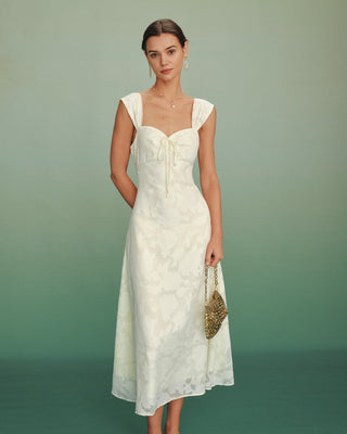 Vestido Maxi A-Line de Jacquard en Color Albaricoque