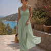 Vestido Maxi con Volantes y Cinta en V Verde