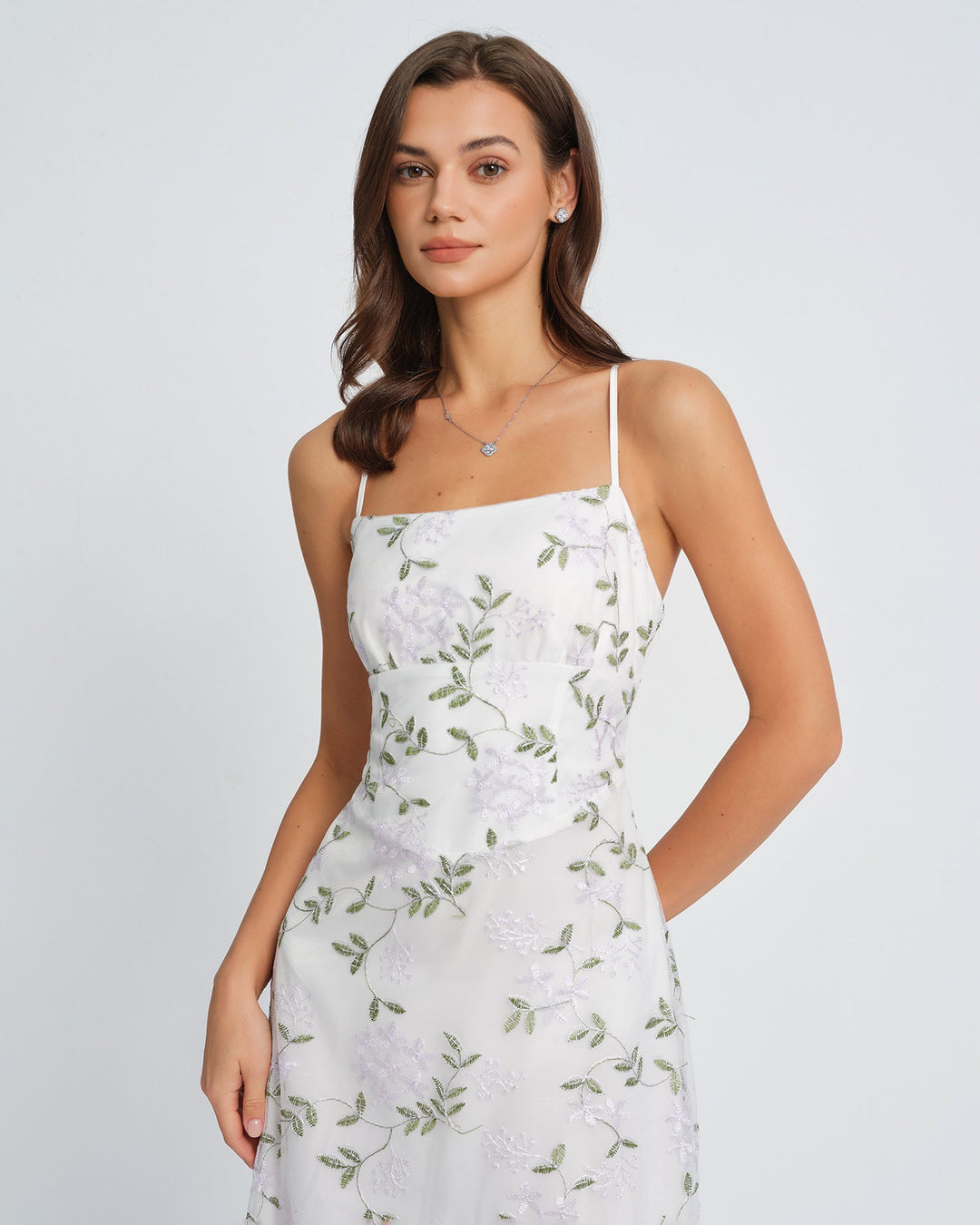Vestido Maxi Slip Floral Blanco
