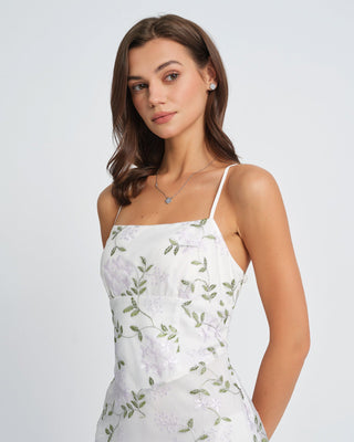 Vestido Maxi Slip Floral Blanco