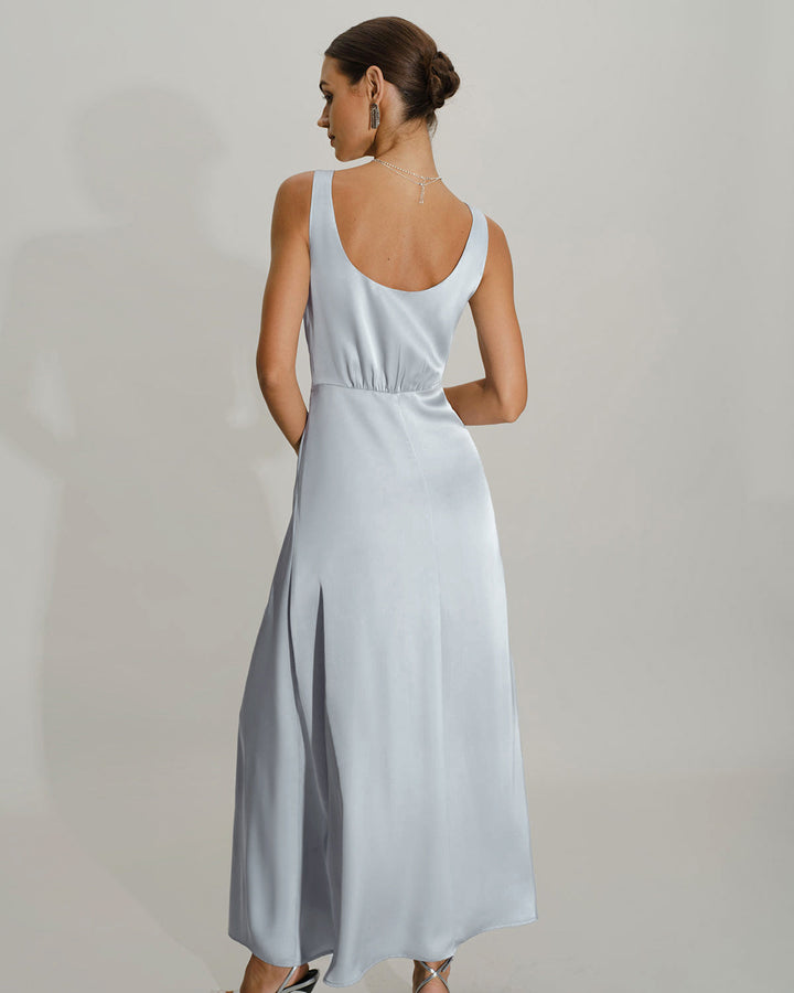 Vestido Maxi Sin Mangas A-Line Gris