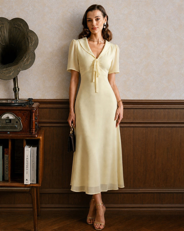 Vestido Maxi Túnica Amarillo con Escote en V