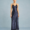 Vestido Maxi de Encaje Jacquard en Color Marino