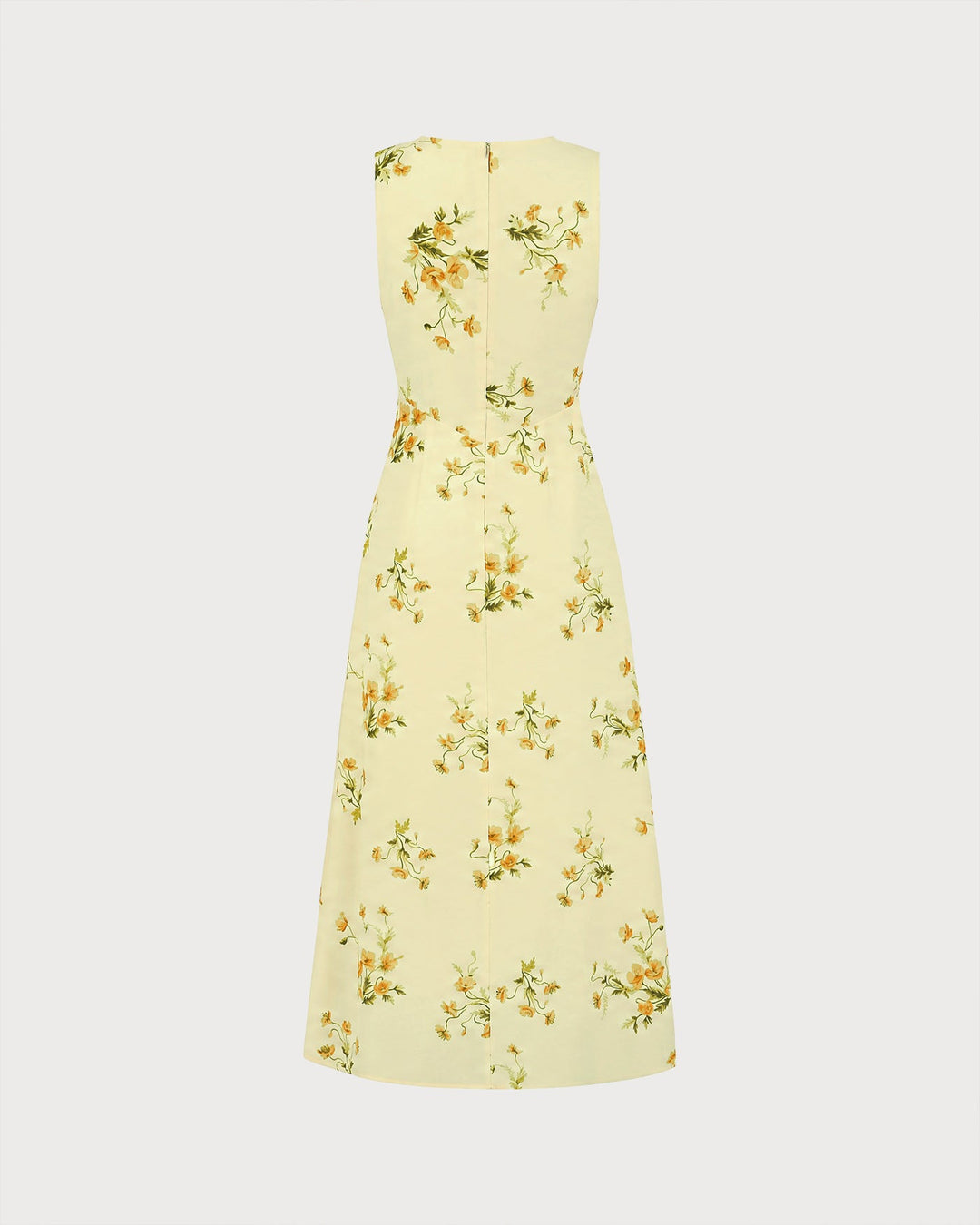 Vestido Maxi de Chifón Floral Amarillo con Escote en V